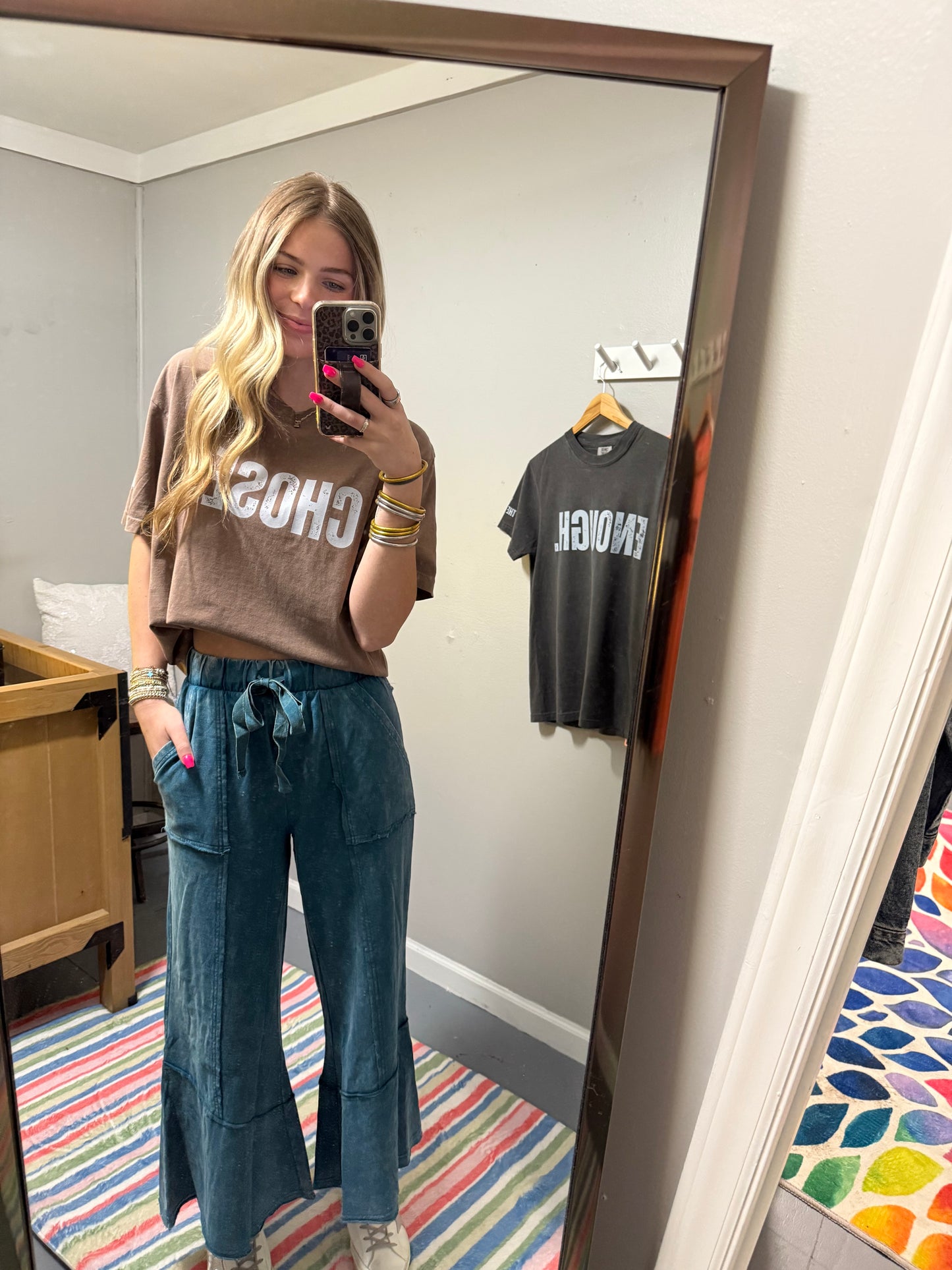 Exposed Hem Flare Pants