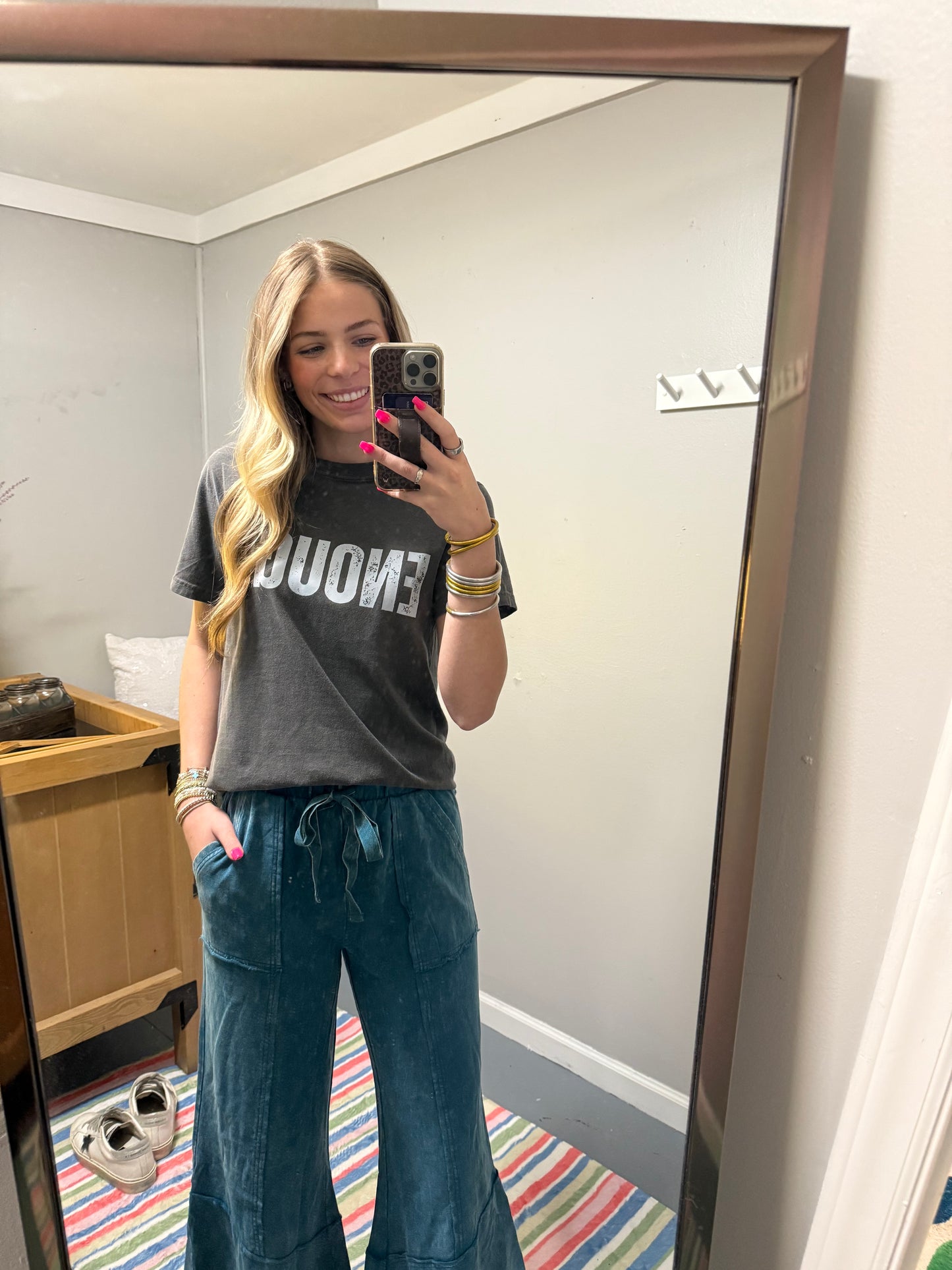 Exposed Hem Flare Pants