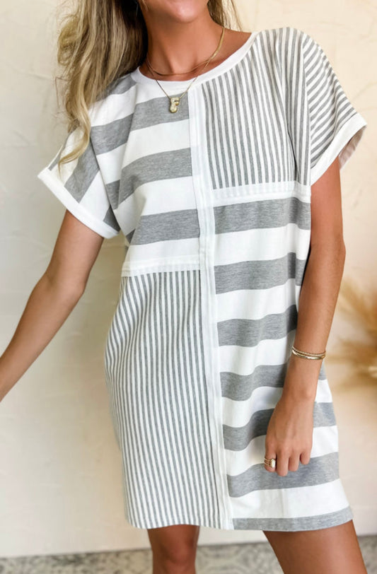 Gray Stripe Tennis Dress