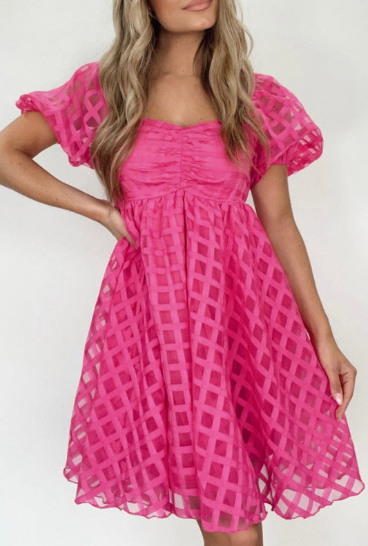 Pink Checkered Spring Dress