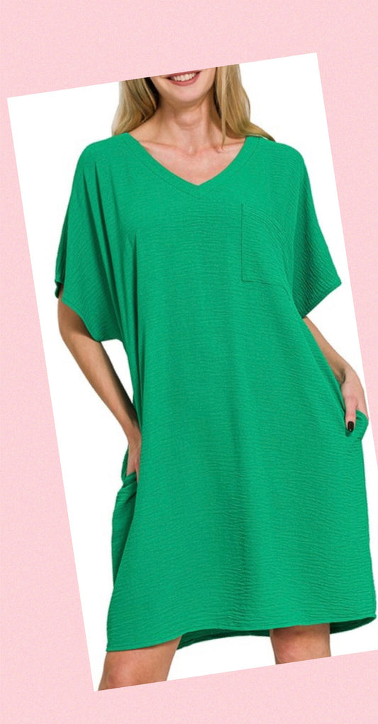 Airy V Neck Tshirt Dress