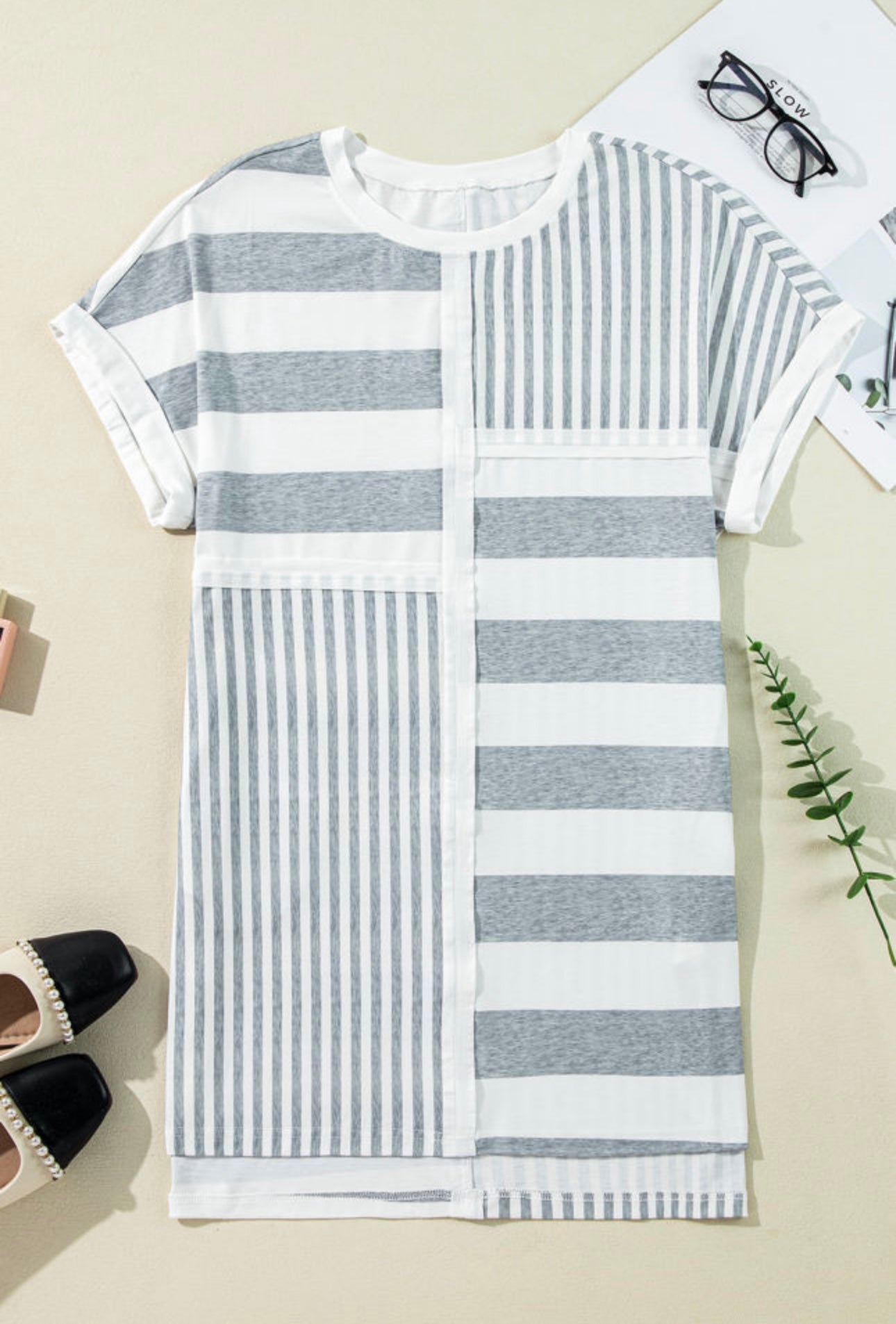 Gray Stripe Tennis Dress