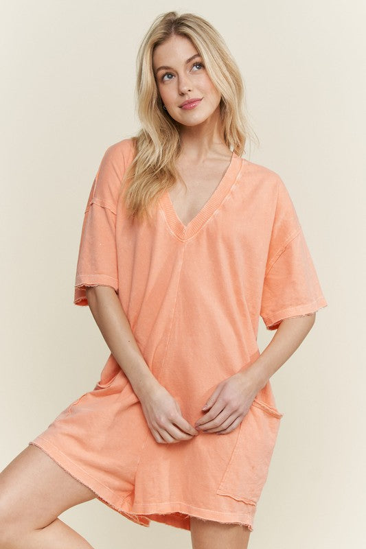 Coral Cozy Romper