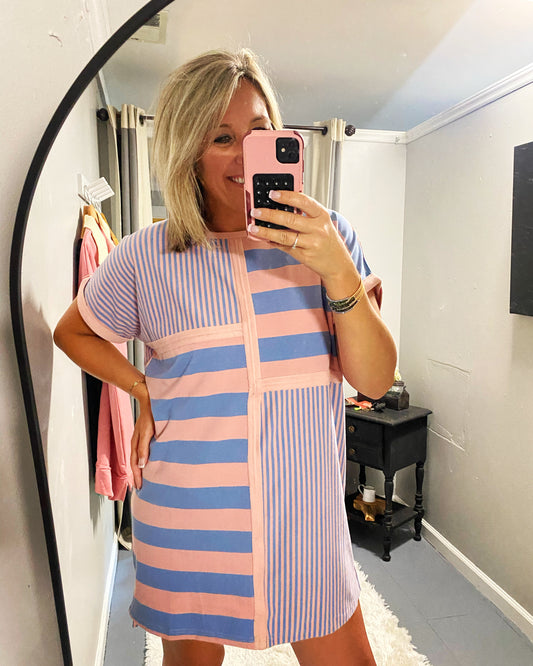 Patch Striped Dress