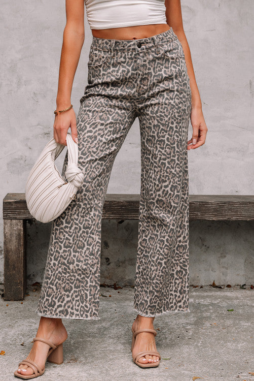 Leopard Fringe Jeans