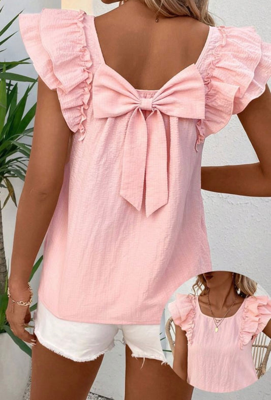 Butterfly Bow Pink Top