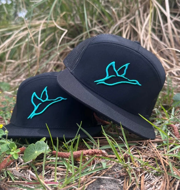 CW 7 Panel Black Hat - Seafoam