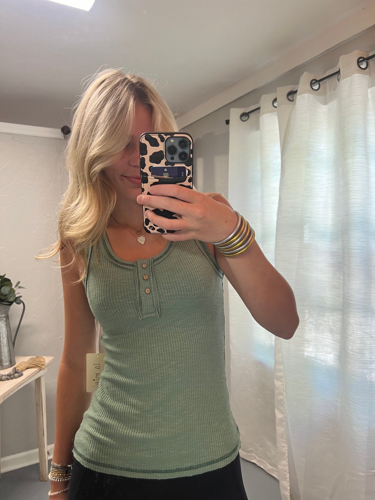 Henley Stitched Sleeveless Tank